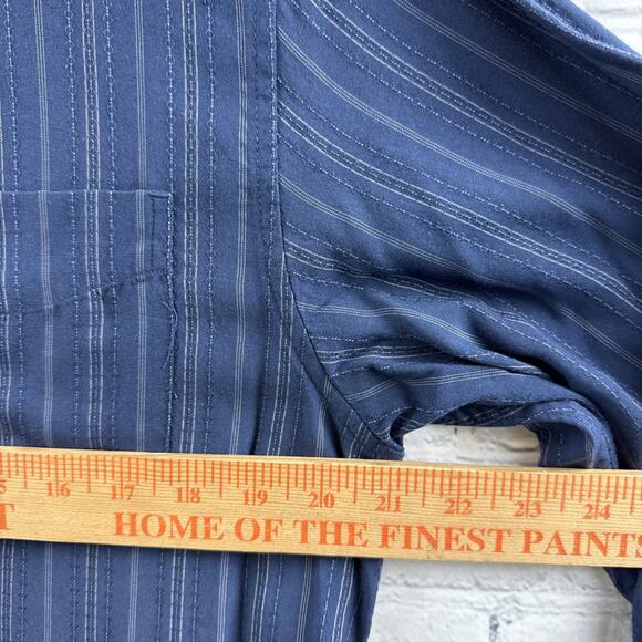 The North Face Button-Front Blue Striped 100% Cotton Long Sleeve Shirt Men's M - Picture 7 of 9